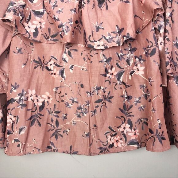 EXPRESS | Floral Off the Shoulder V Halter Blouse Purple Blue Women’s Size XS - Picture 4 of 10